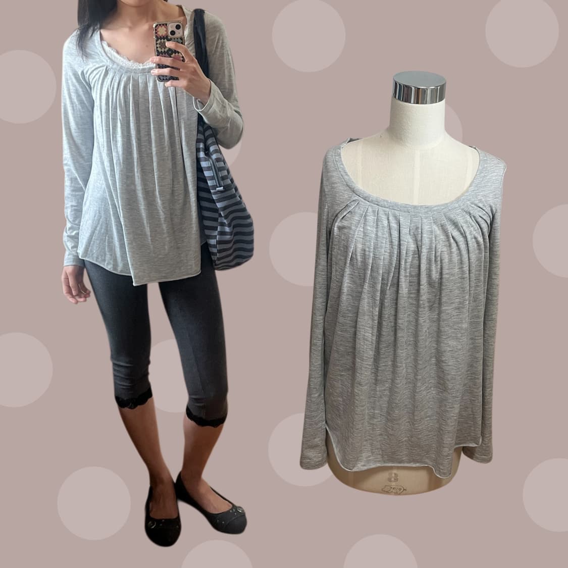 SLY 핀턱 그레이 롱 슬리브 상품이미지1