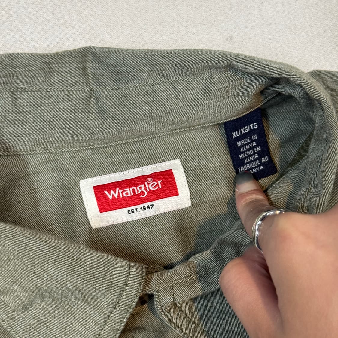 XL) Wrangler 랭글러 투포켓 워크웨어 코튼 셔츠 올리브 상품이미지7