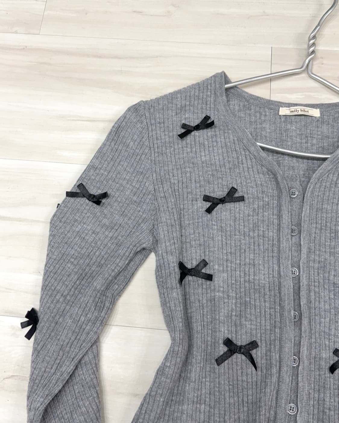 Ribbon point gray gardigan 상품이미지2