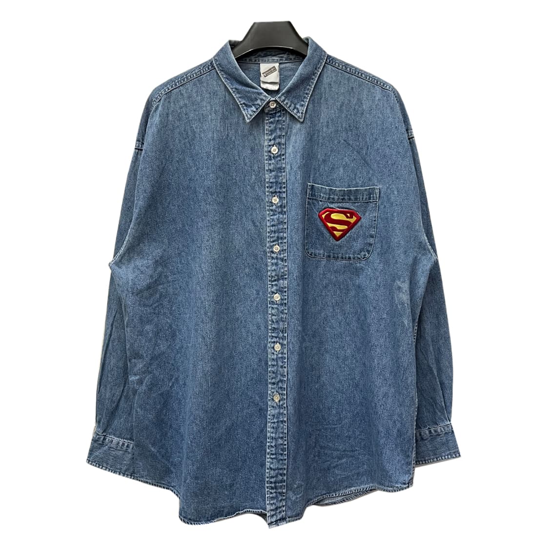 90s USA 워너 브라더스 DC코믹스 슈퍼맨 데님 셔츠 청남방 2XL 상품이미지1