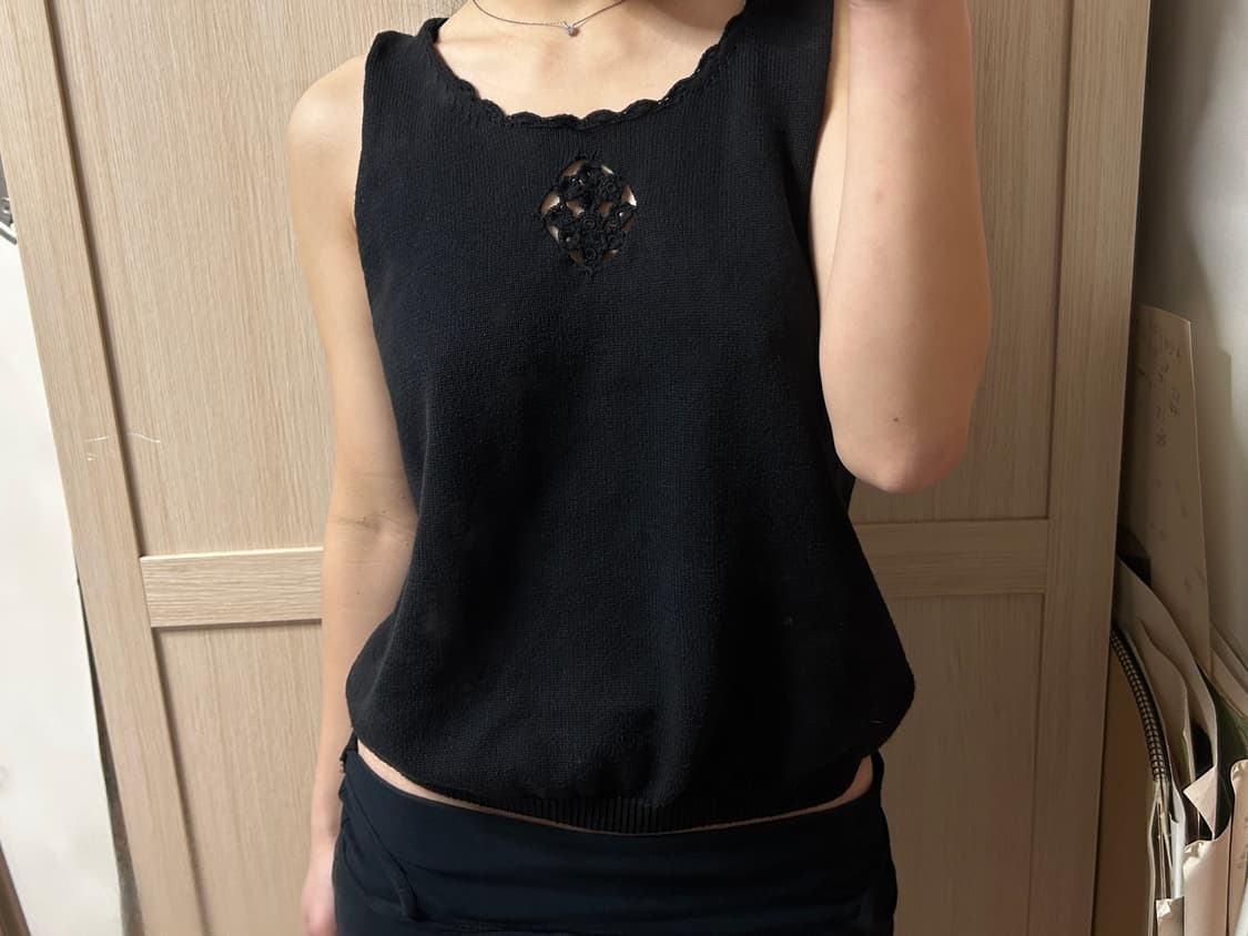 Garnet Hill 레이스 니트 슬리브리스 상품이미지2