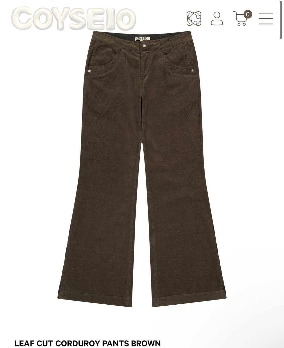 코이세이오) Leaf Cut Corduroy Pants BR 2 상품이미지1