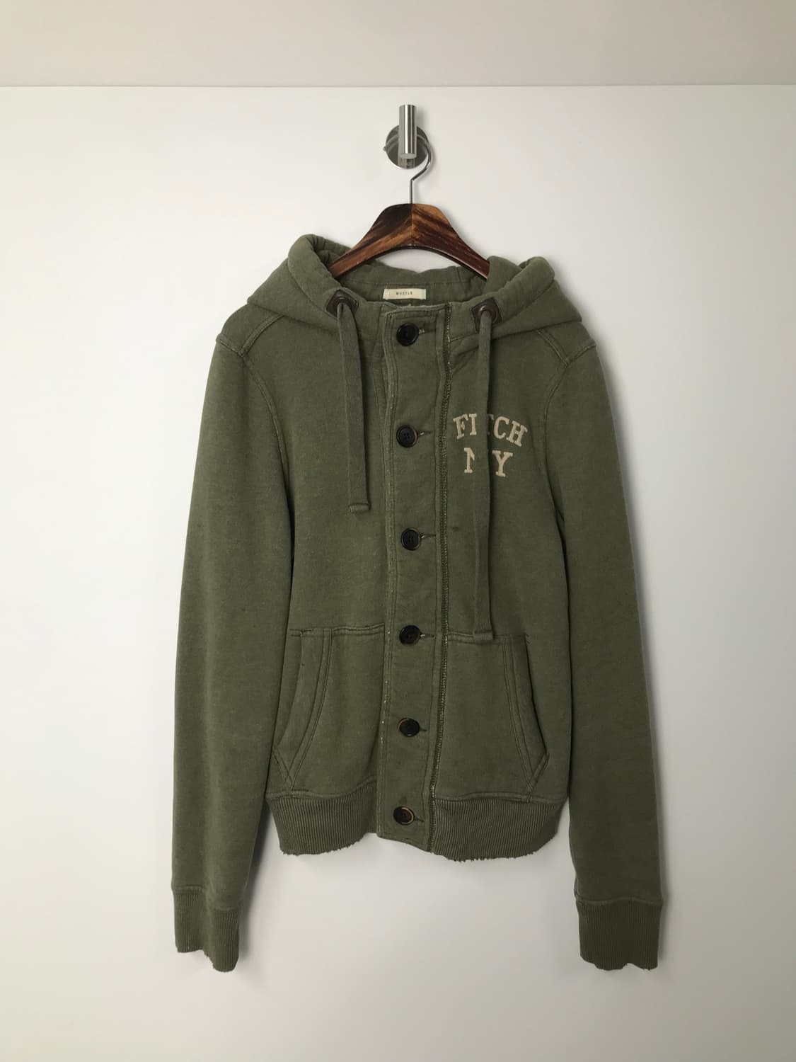 아베크롬비 y2k 와투케 카키 버튼 후드집업 상품이미지2