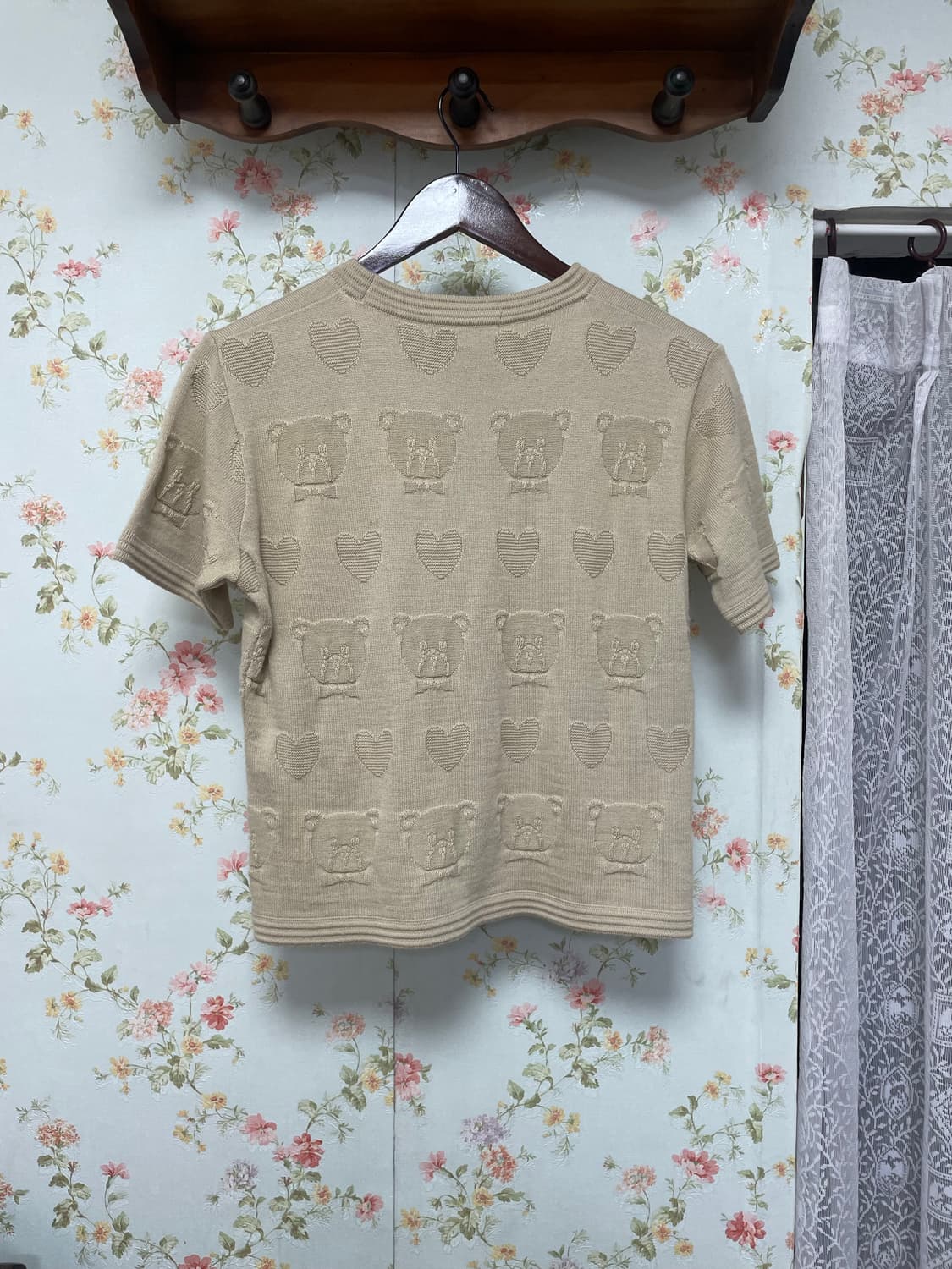 곰돌이 자수 반팔 니트 상품이미지2