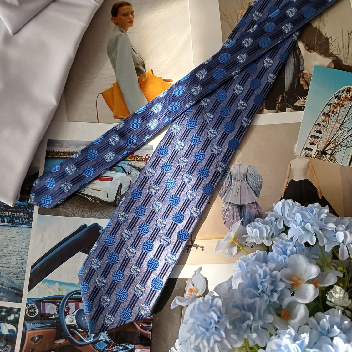 MCM 실크 블루 올오버 로고 넥타이 8.7cm A등급 A19436
 상품이미지3