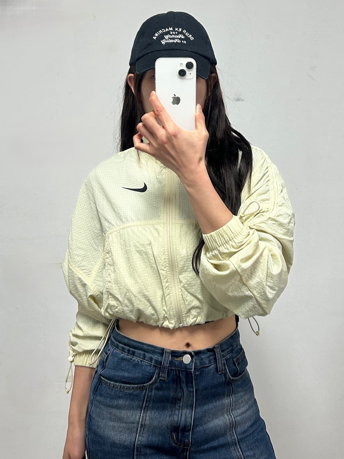 나이키 스우시 로고 우븐 크롭 자켓 크림컬러 상품이미지1