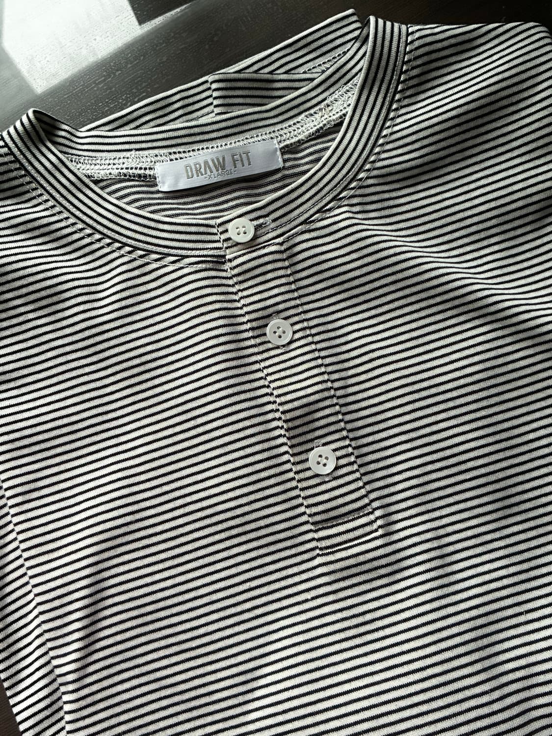 (XL) 드로우핏 러프 스트라이프 헨리넥 티셔츠 [IVORY] 반팔 상품이미지9