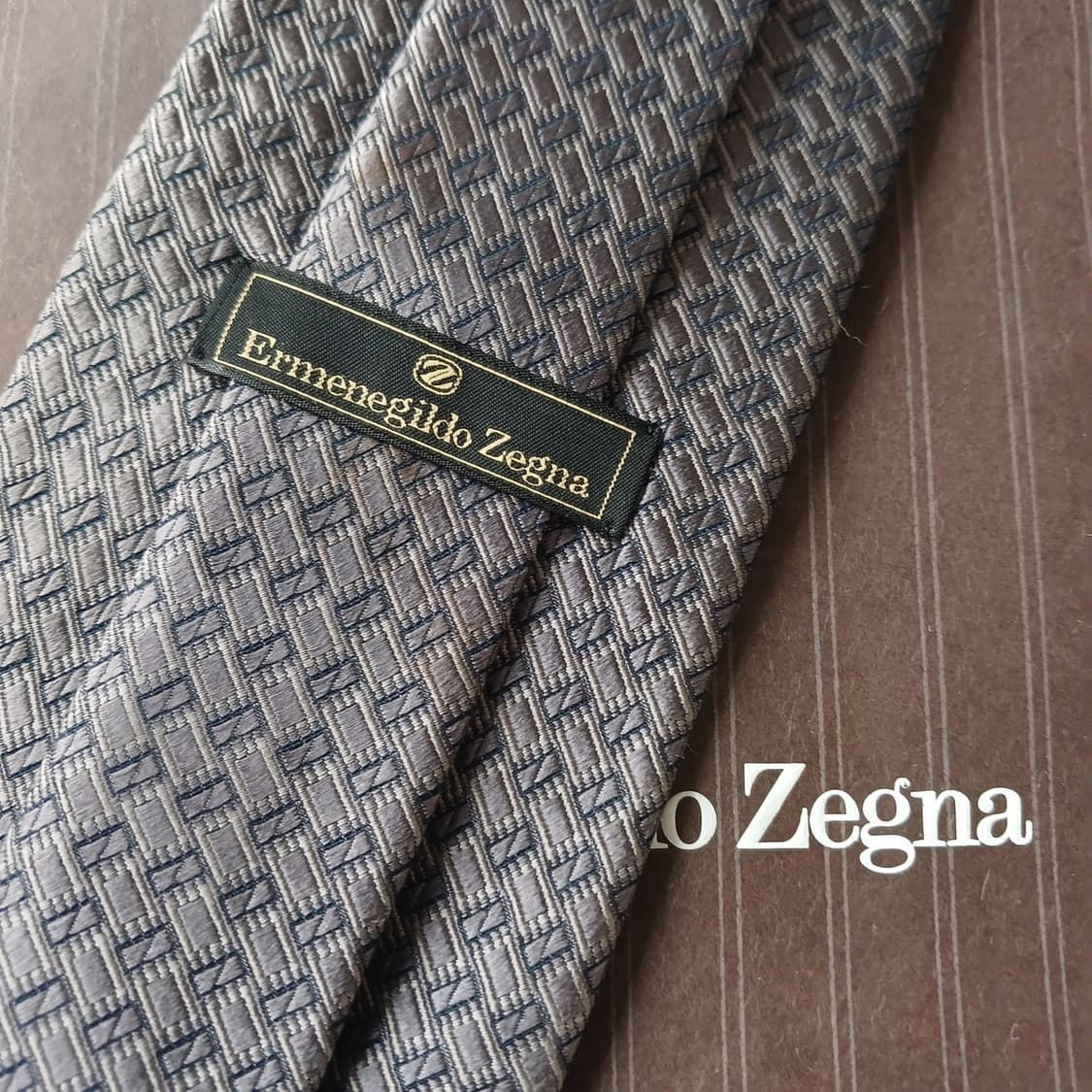 에르메네질도 제냐 실크 그레이 패턴 넥타이 9.6cm A등급 A19152 상품이미지6
