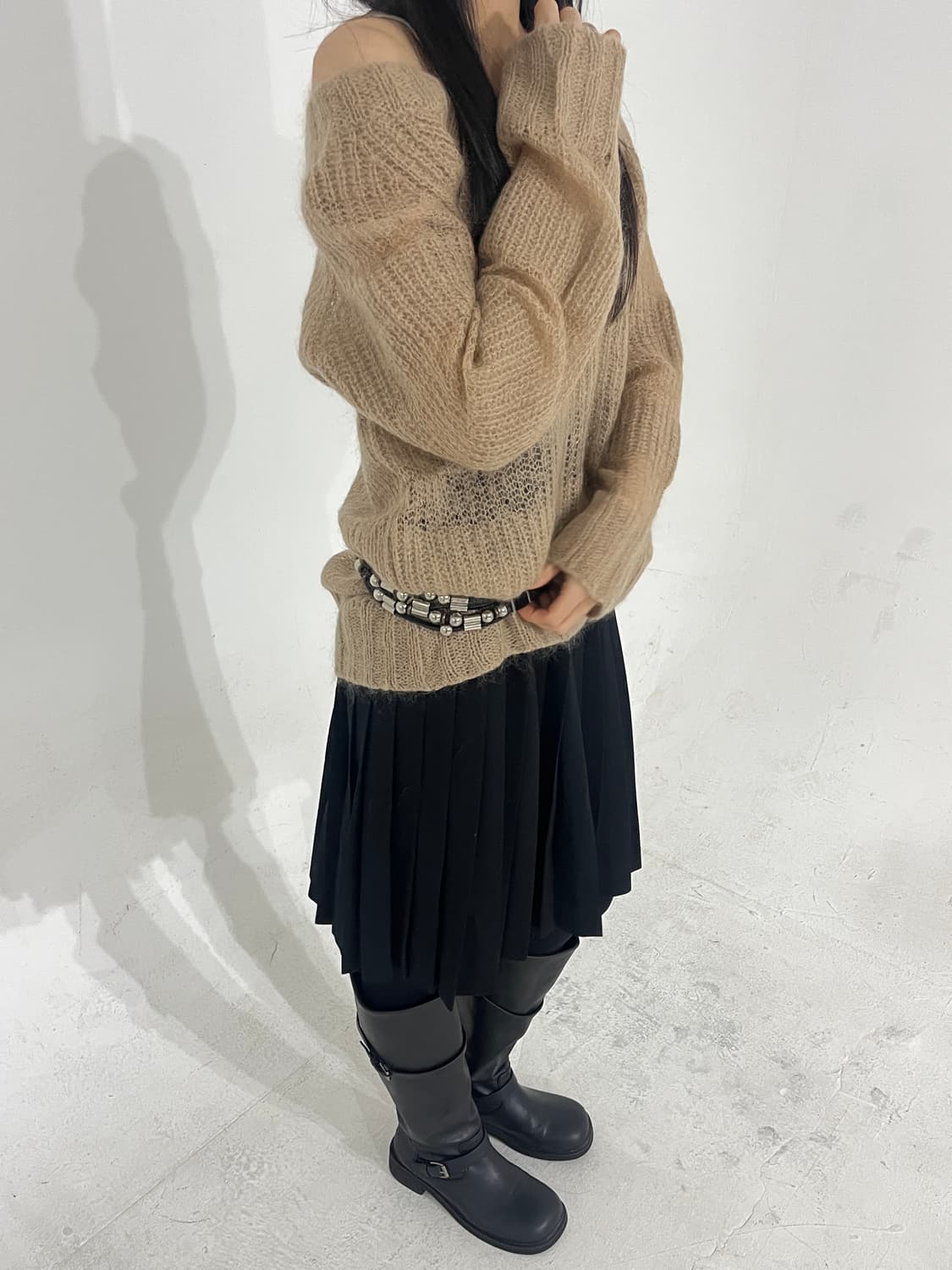 Hairly beige knit 상품이미지2