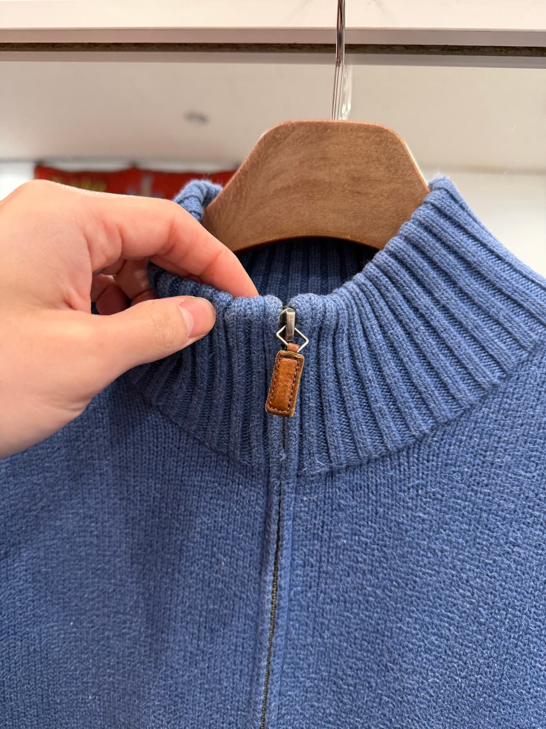 Polo RL 폴로 랄프로렌 하프넥 쿼터 집업 니트 (blue) 상품이미지6