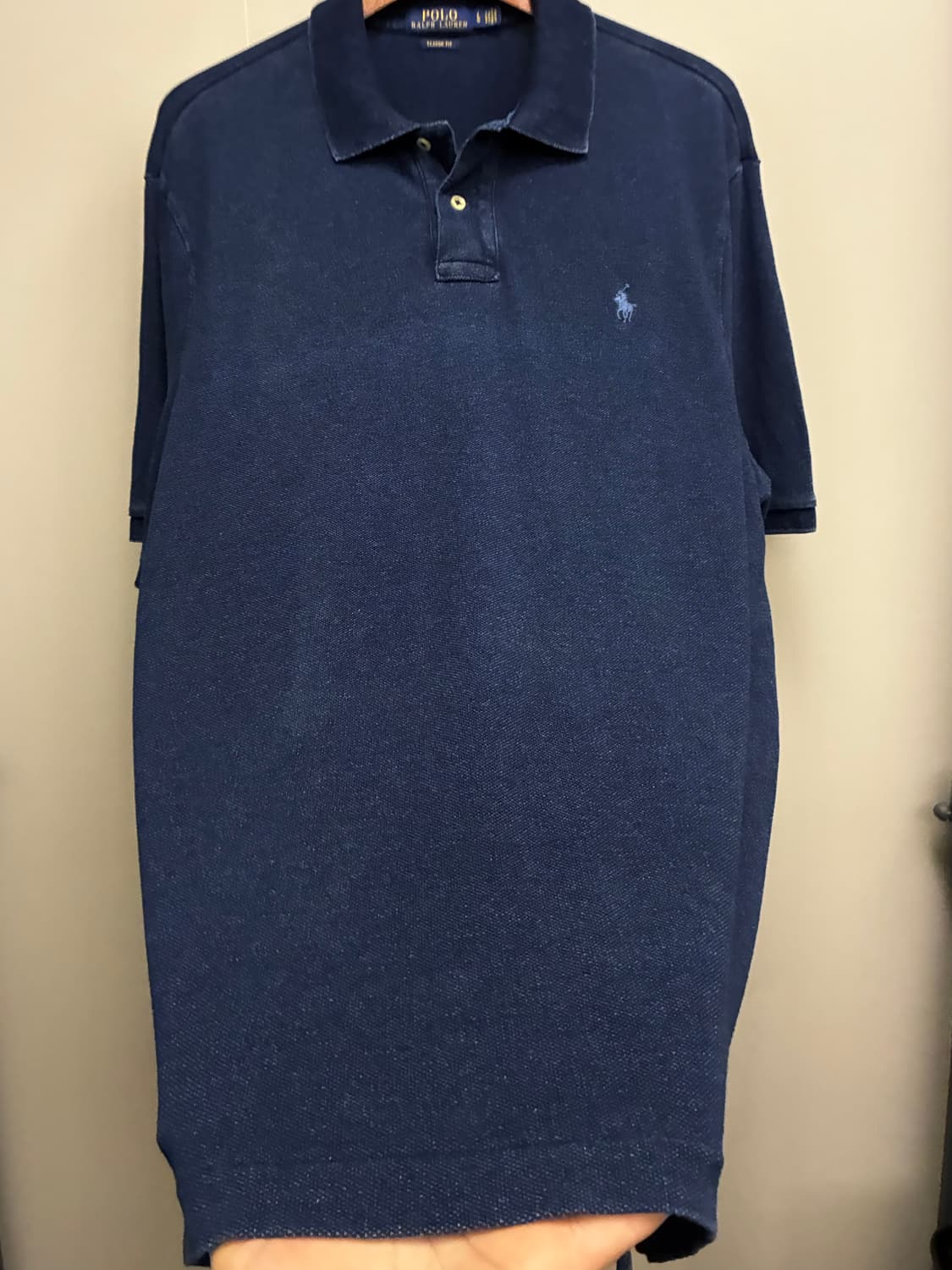 (L~XL)POLO 폴로랄프로렌 인디고 빈티지 다잉 코튼 반팔 PK카라티 상품이미지6