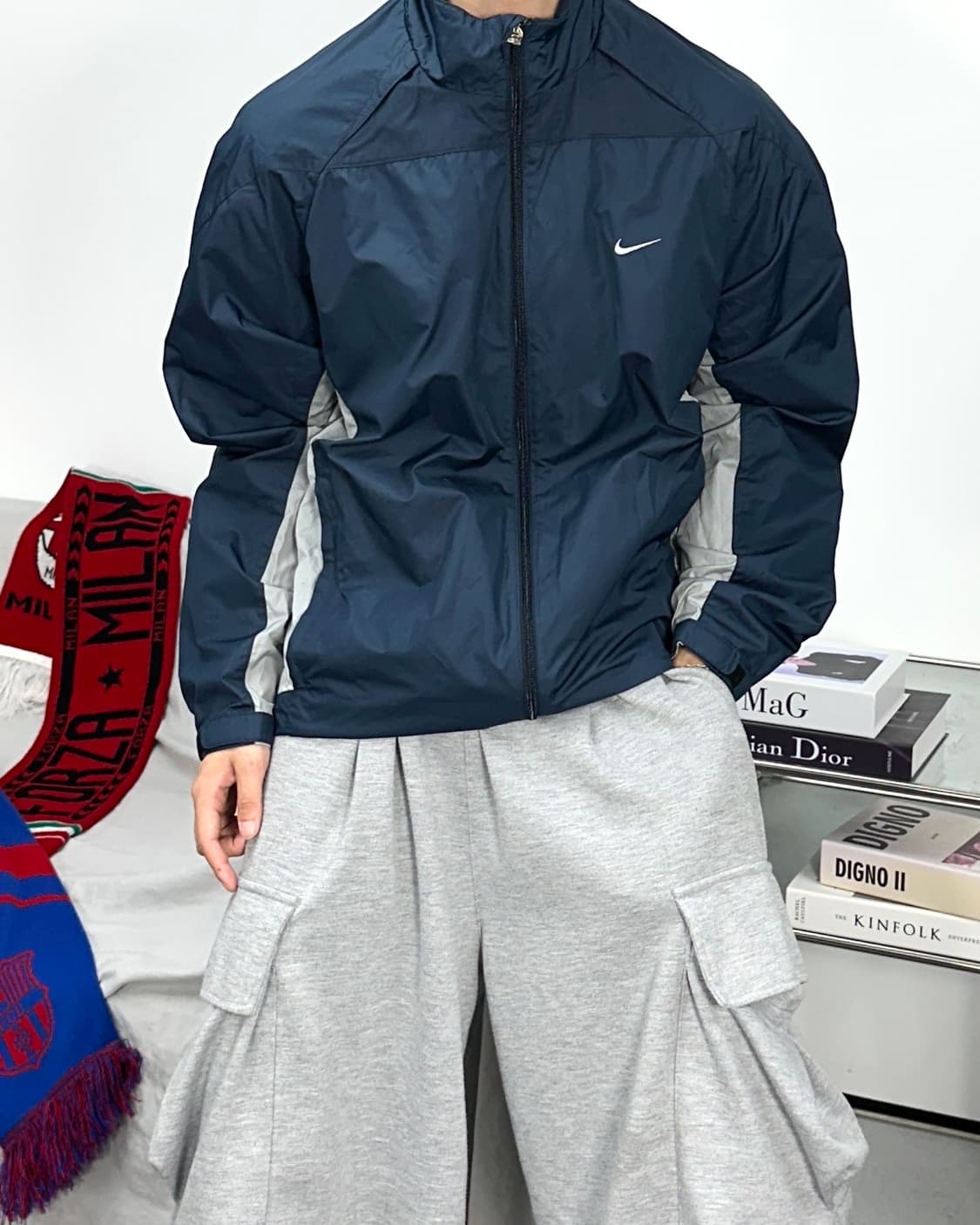 나이키 00s 네이비 그레이 바람막이 L 상품이미지2