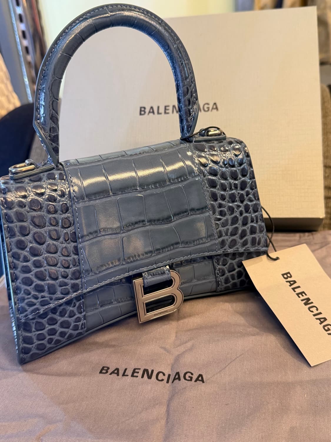 Balenciaga 샤이니 크로커 아워글래스 탑핸들백 상품이미지1