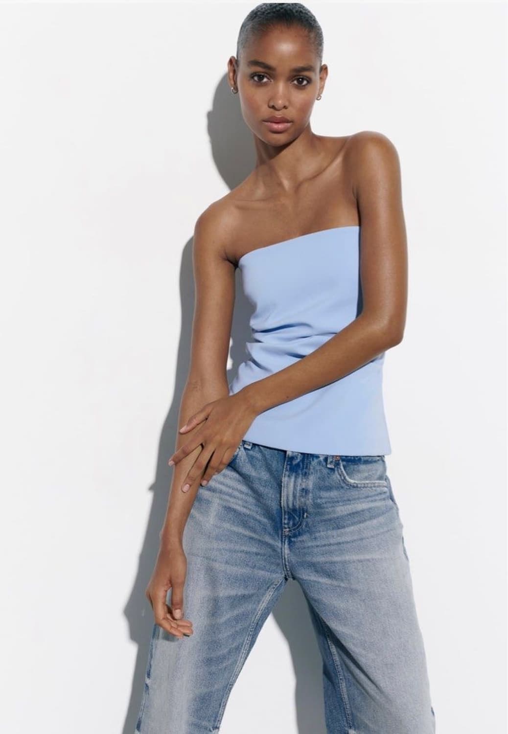 (택O) 자라 ZARA 오프숄더 튜브탑 (블루) 상품이미지1