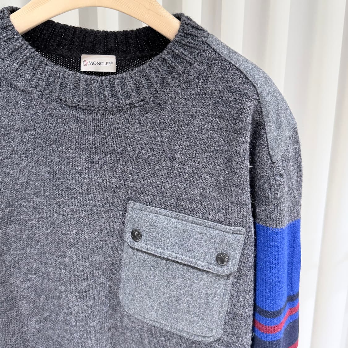 (A+/3XL) / 몽클레어 울 플란넬 믹스 스웨터 니트 그레이 상품이미지4