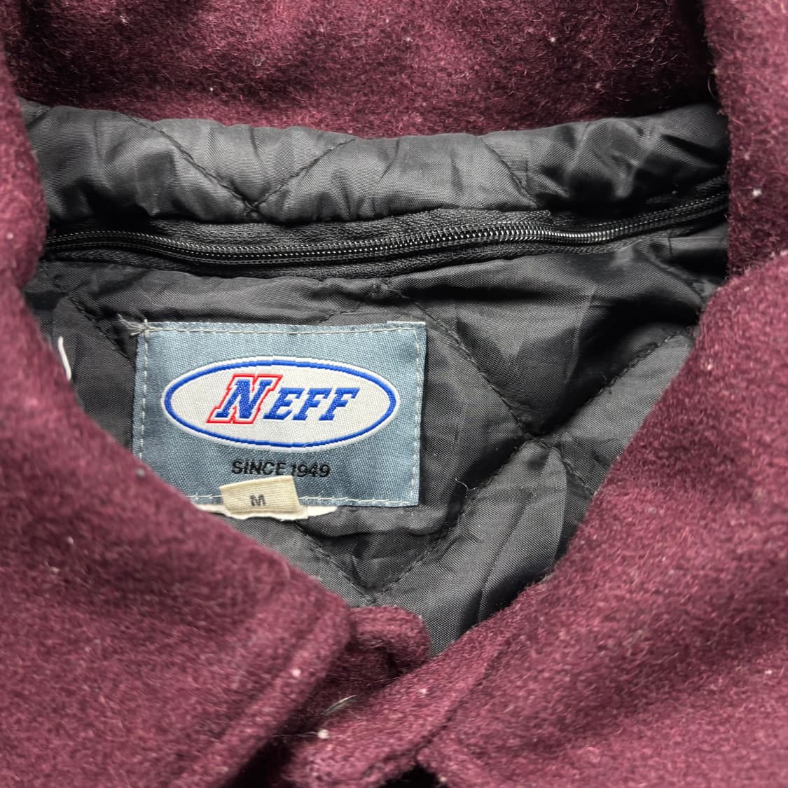 Usa Neff 리얼레더 버건디 풋볼 바시티 자켓 상품이미지5