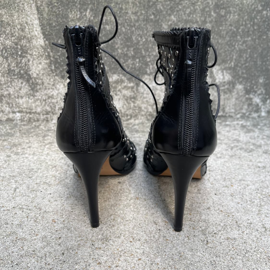 [37] Stuart Weitzman 블랙 레더 힐부츠 (240) 상품이미지3