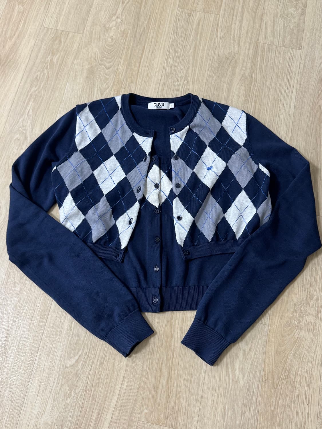 그로브 아가일 튜브탑+가디건 세트 상품이미지3