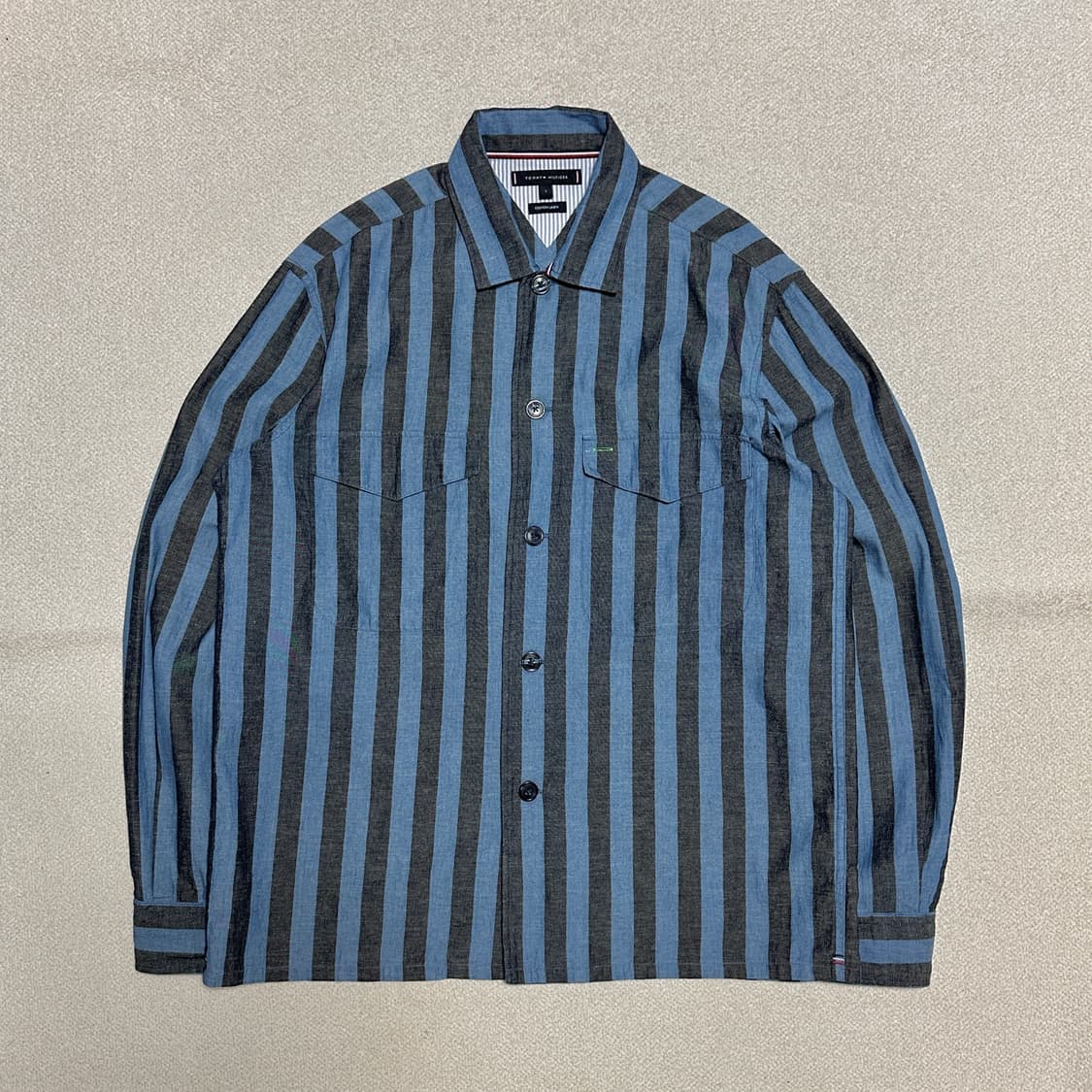 타미힐피거 면혼방 오버핏 스트라이프 셔츠 상품이미지2