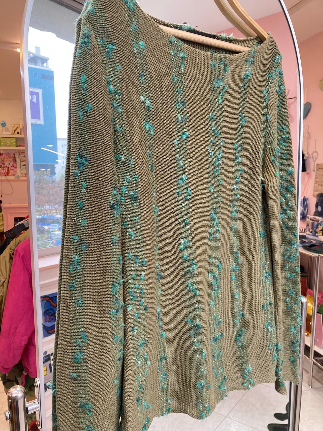 빈티지 카키 그런지 니트 상품이미지4