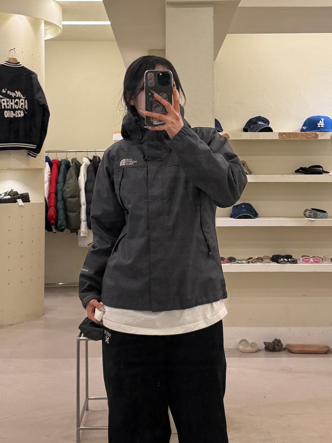 노스페이스 하이벤트 후드 자켓 체크 그레이 U990 상품이미지1