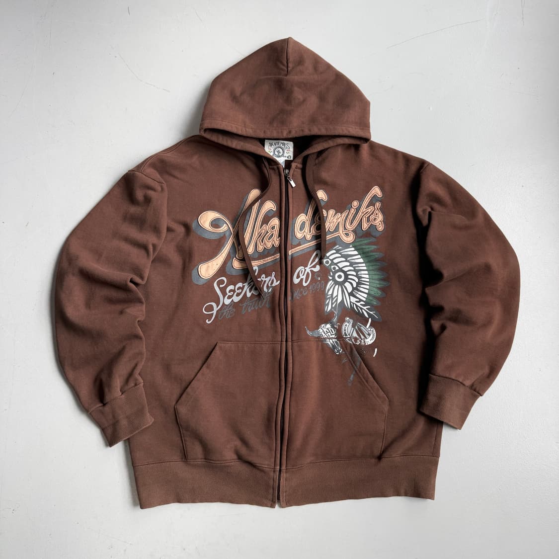 아카데믹스 Y2K 올드스쿨 오버핏 후드집업 브라운 상품이미지2