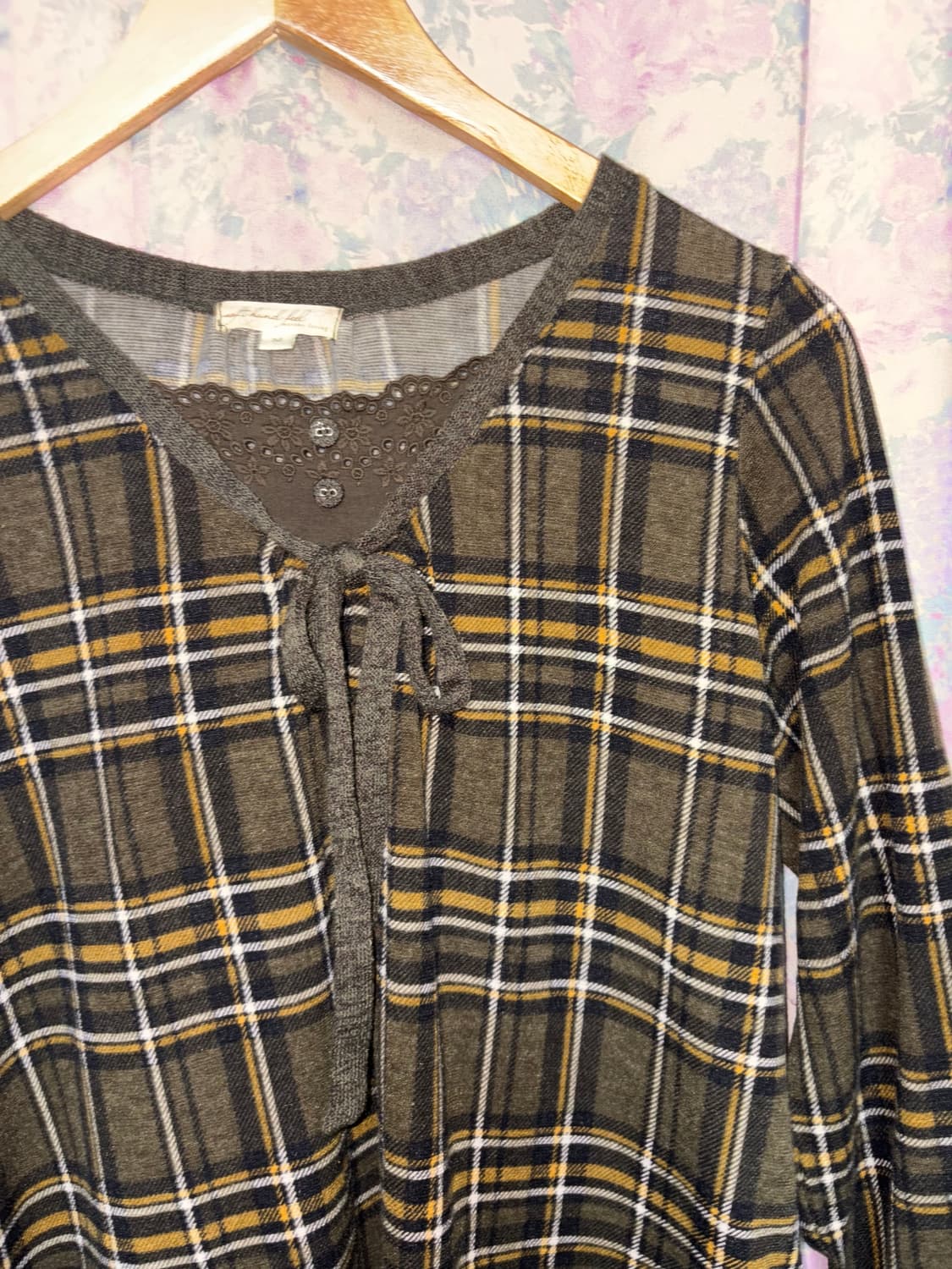 카키 체크 롱 슬리브 상품이미지7