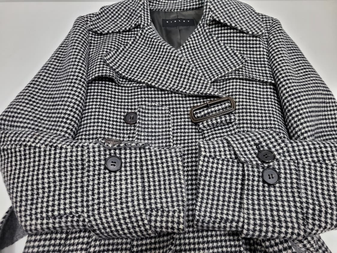 SISLEY 시슬리 벨티드 모노 체크 울 코트 / 여 42 (90)
 상품이미지6