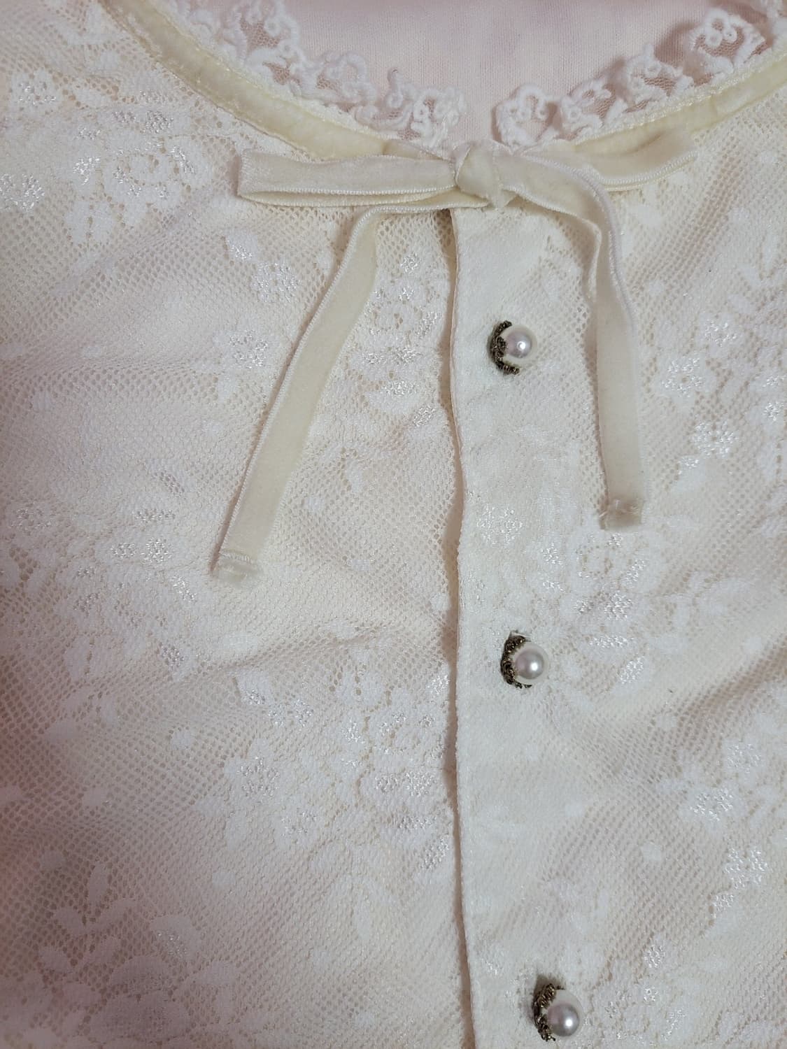 급처상태좋음!스완키스 어깨볼륨 레이스 리본 공주 블라우스 리즈리사st 상품이미지4