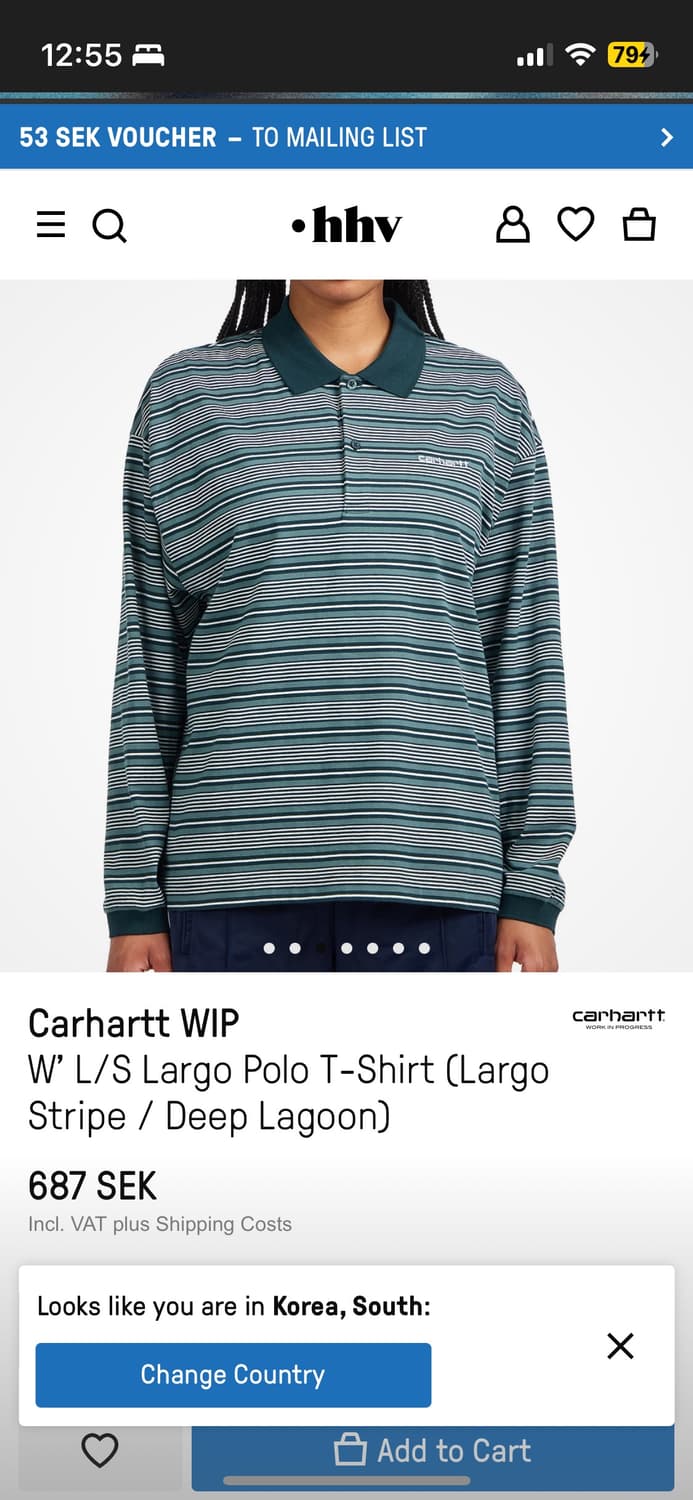 칼하트윕 스트라이프 롱슬리브 폴로티셔츠 상품이미지3