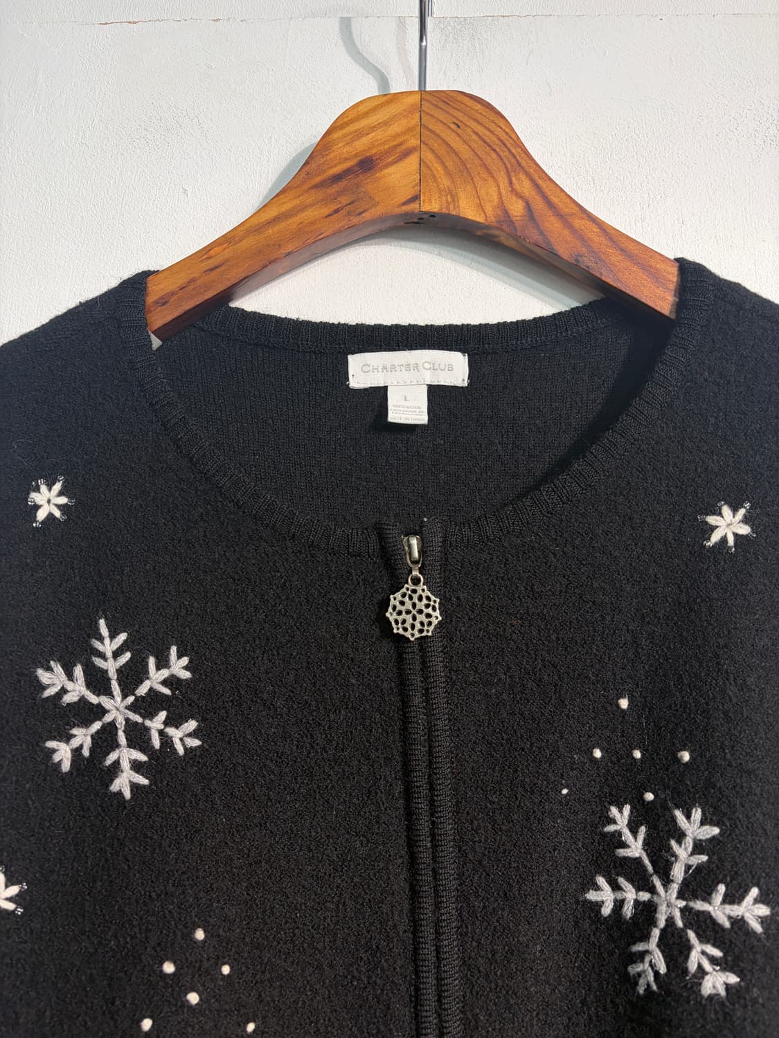 울 100% 눈송이 니트집업 wool 100% 상품이미지4