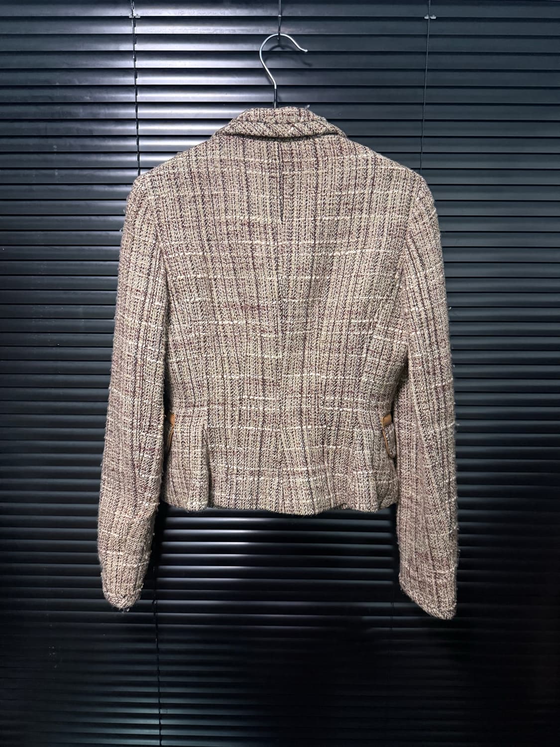 MCM 울 트위드 체크 자켓 엠씨엠 명품 빈티지 크롭 브라운 갈색 베이지 상품이미지4