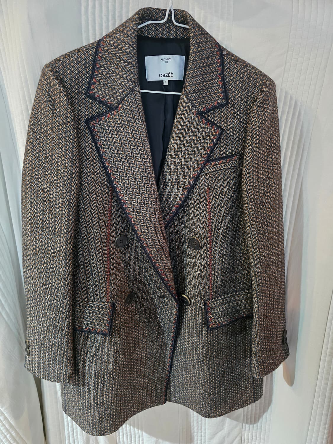 OBZEE 헤링본 더블 자켓 상품이미지2