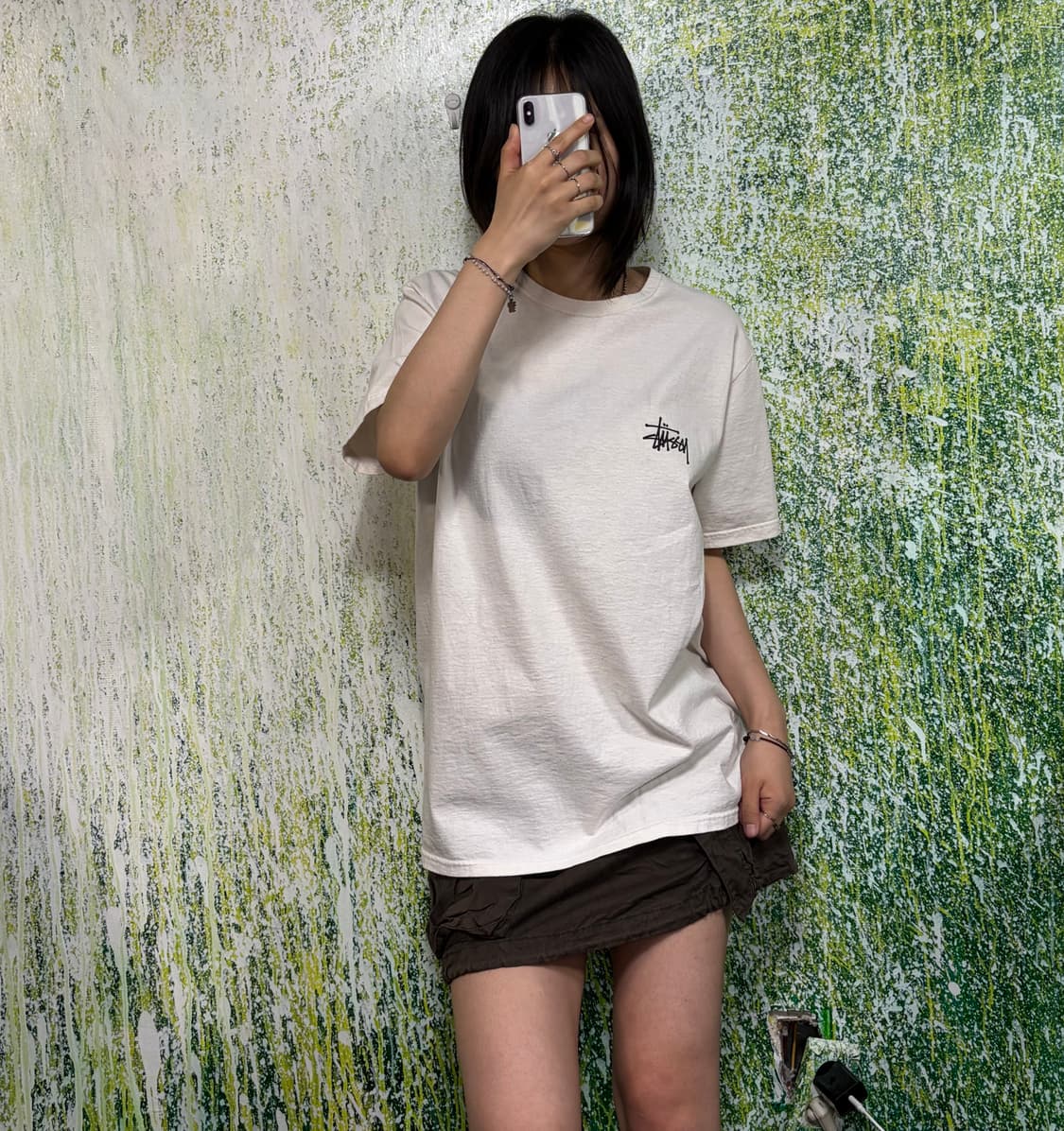 스투시 STUSSY 반팔 티셔츠 화이트 빅로고 반팔티 M 상품이미지4