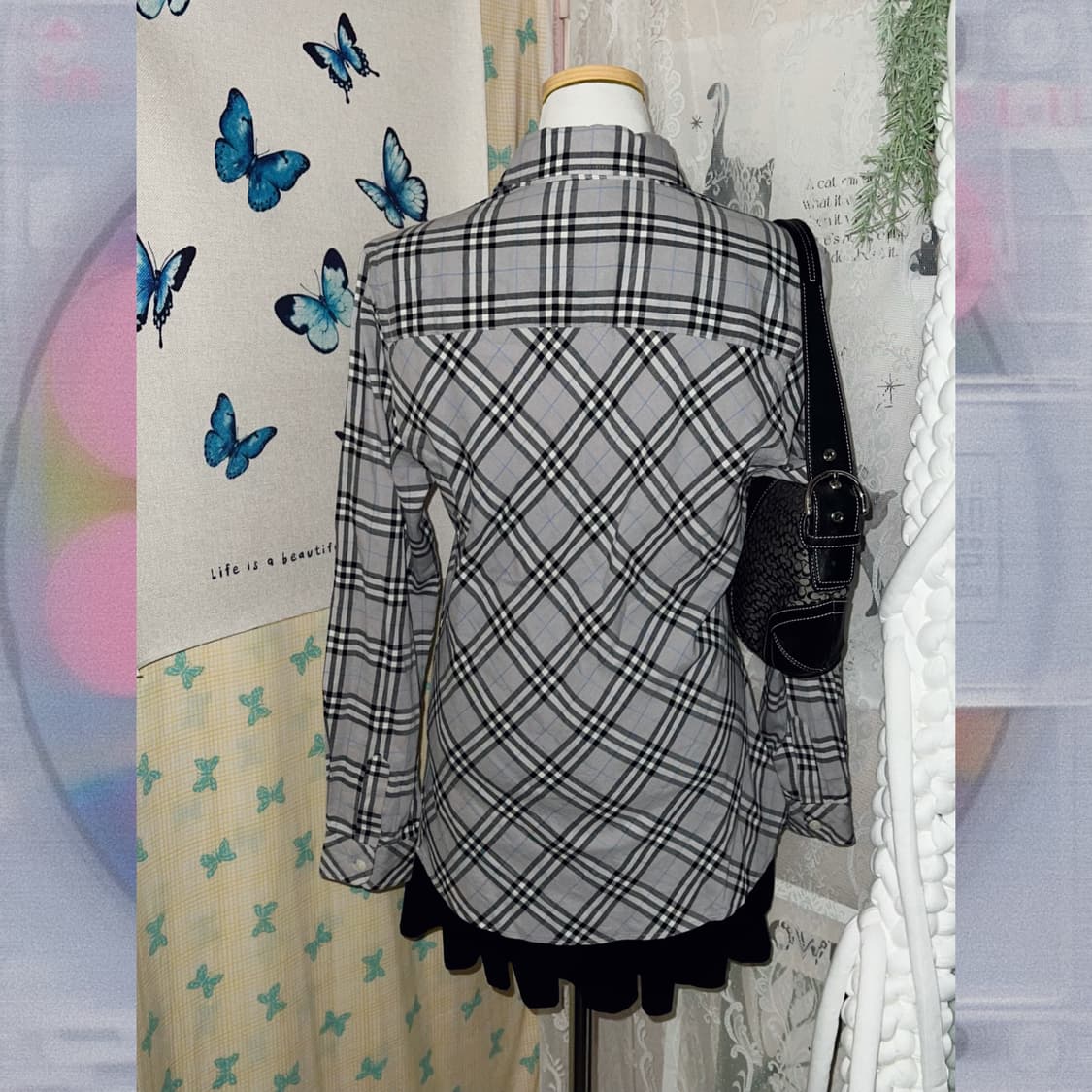 버버리 그레이 체크 셔츠 상품이미지5