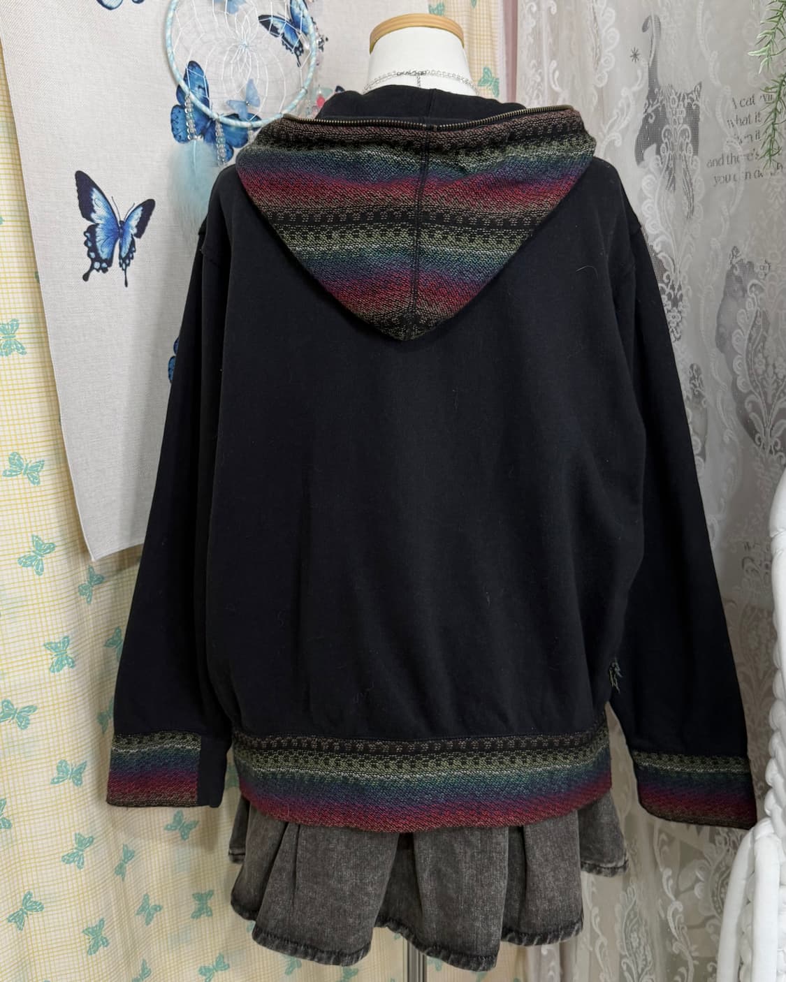 블랙 에스닉 투웨이 후드 집업 상품이미지8