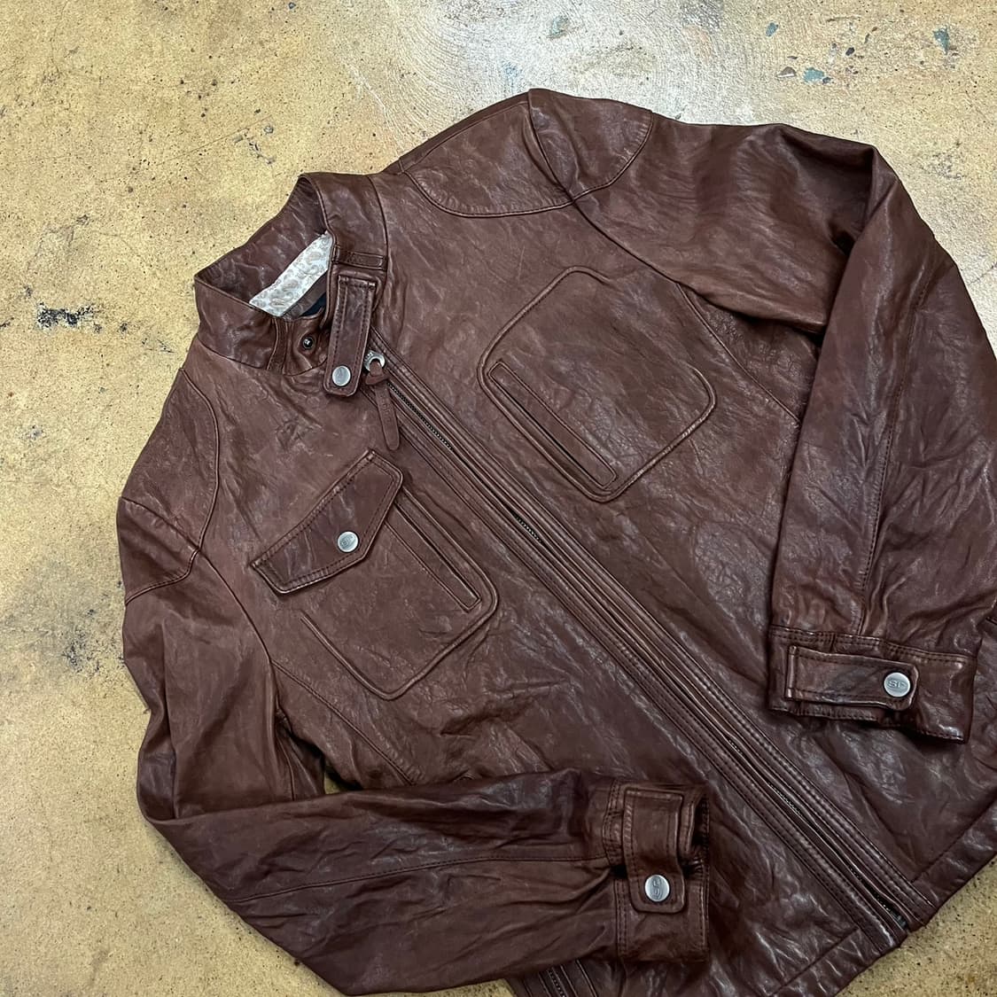 [정품/95] 시리즈 브라운 가죽 자켓 라이더 스타일 b10 상품이미지1