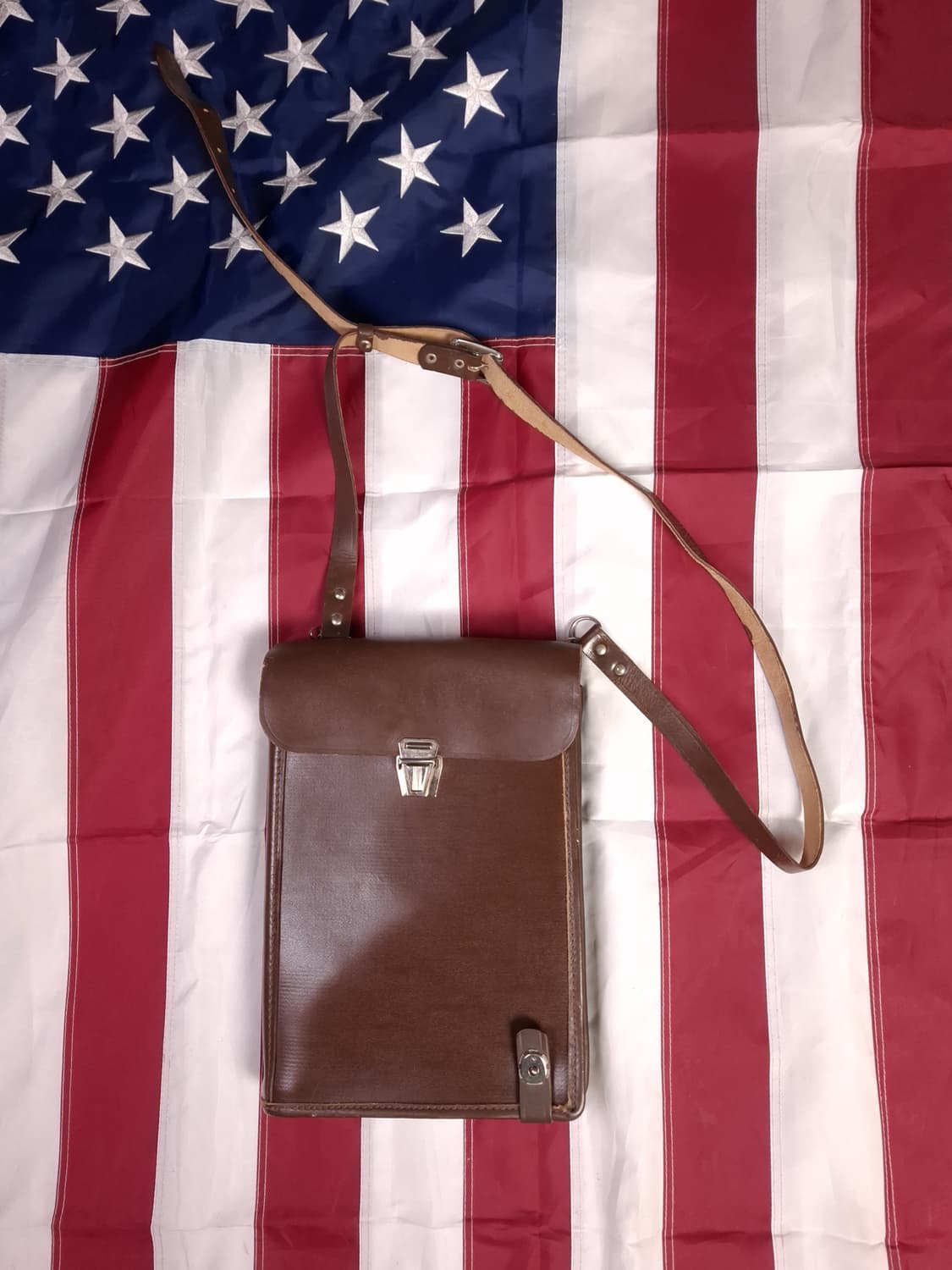 새제품 오리지날 80's 소련 장교용 리얼레더 지도 가방 상품이미지1