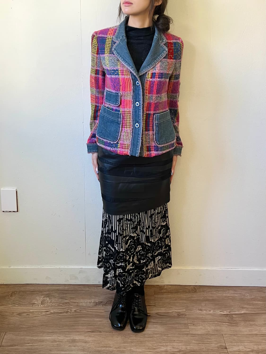 D’DEMOO 레이더드 레더 스커트 상품이미지6