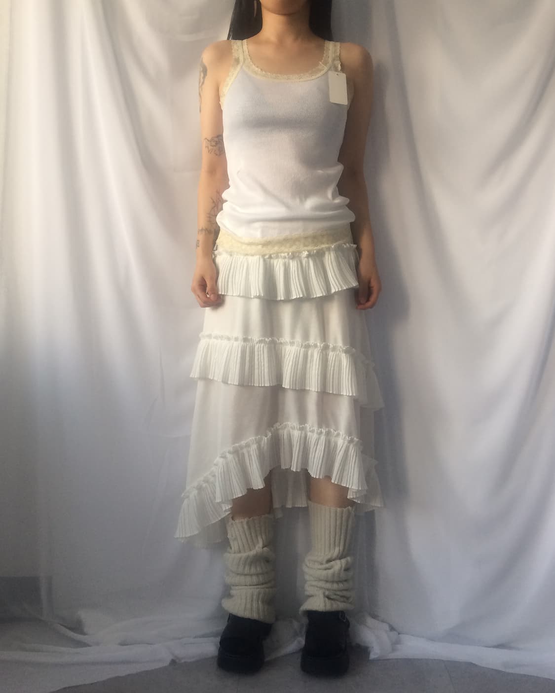 Lace trimming ribbed sleeveless 상품이미지4