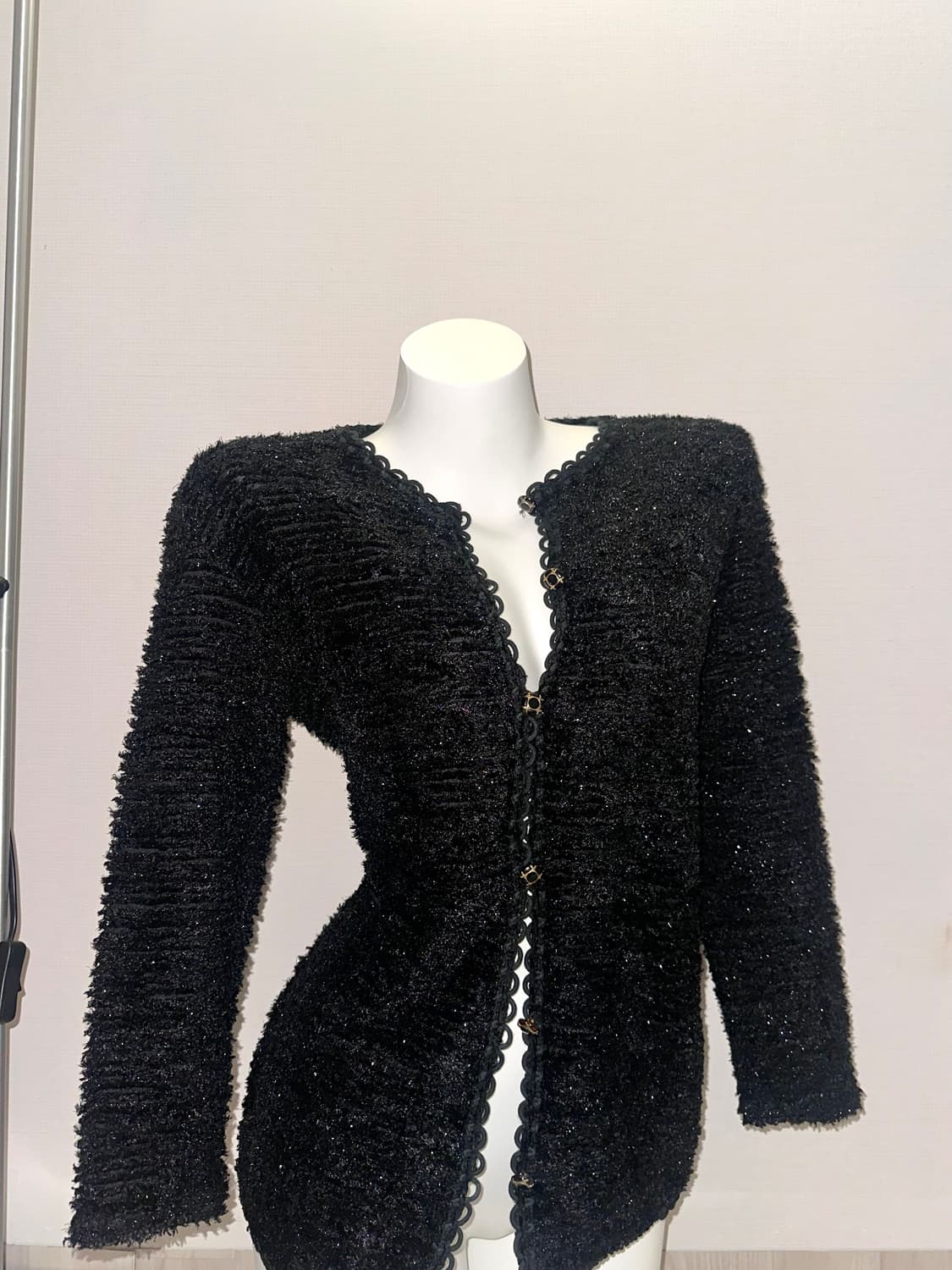 빈티지 트위트 블랙 글리터 가디건 상품이미지1