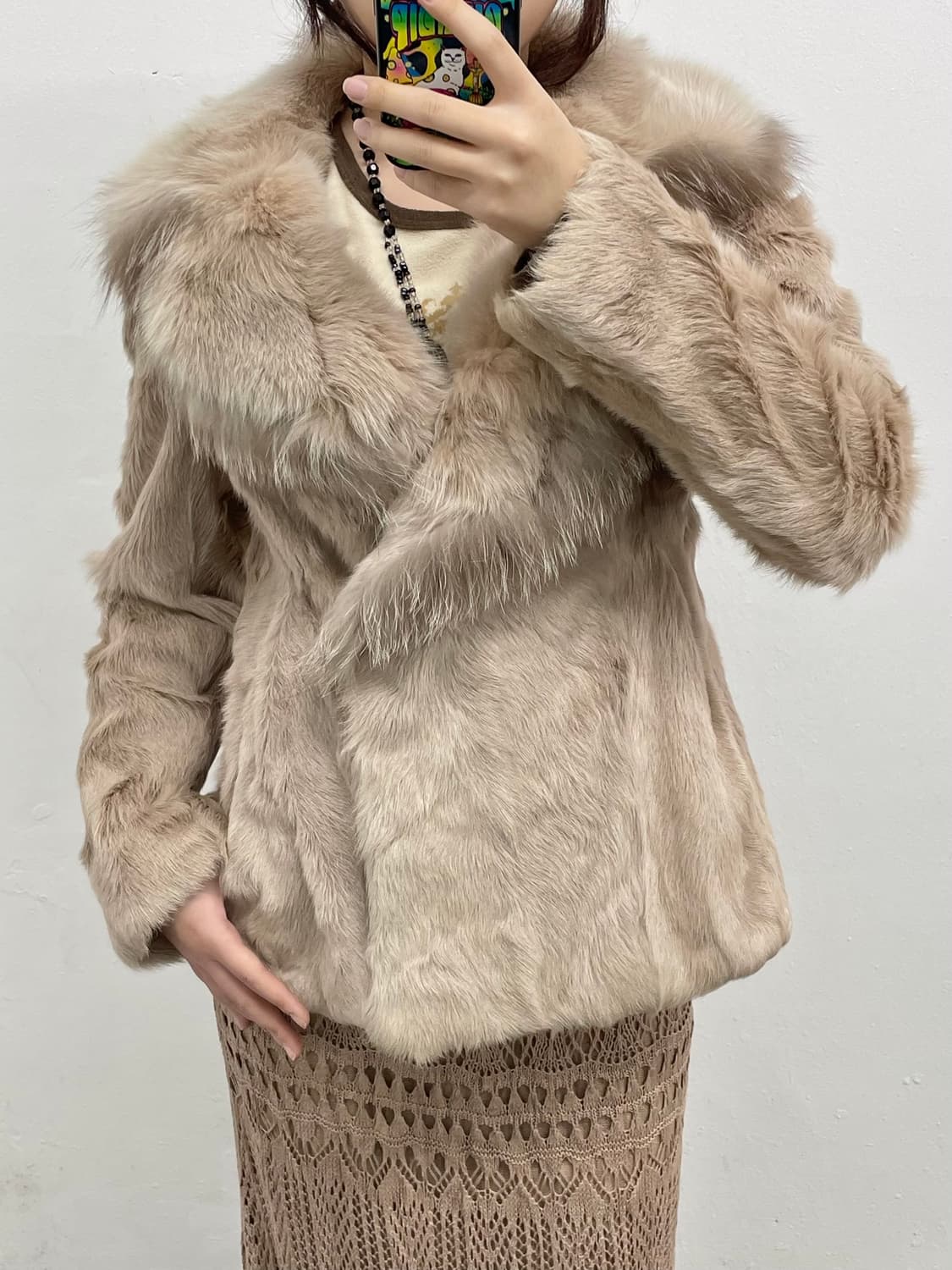 핑크베이지 폭스 퍼자켓 상품이미지5