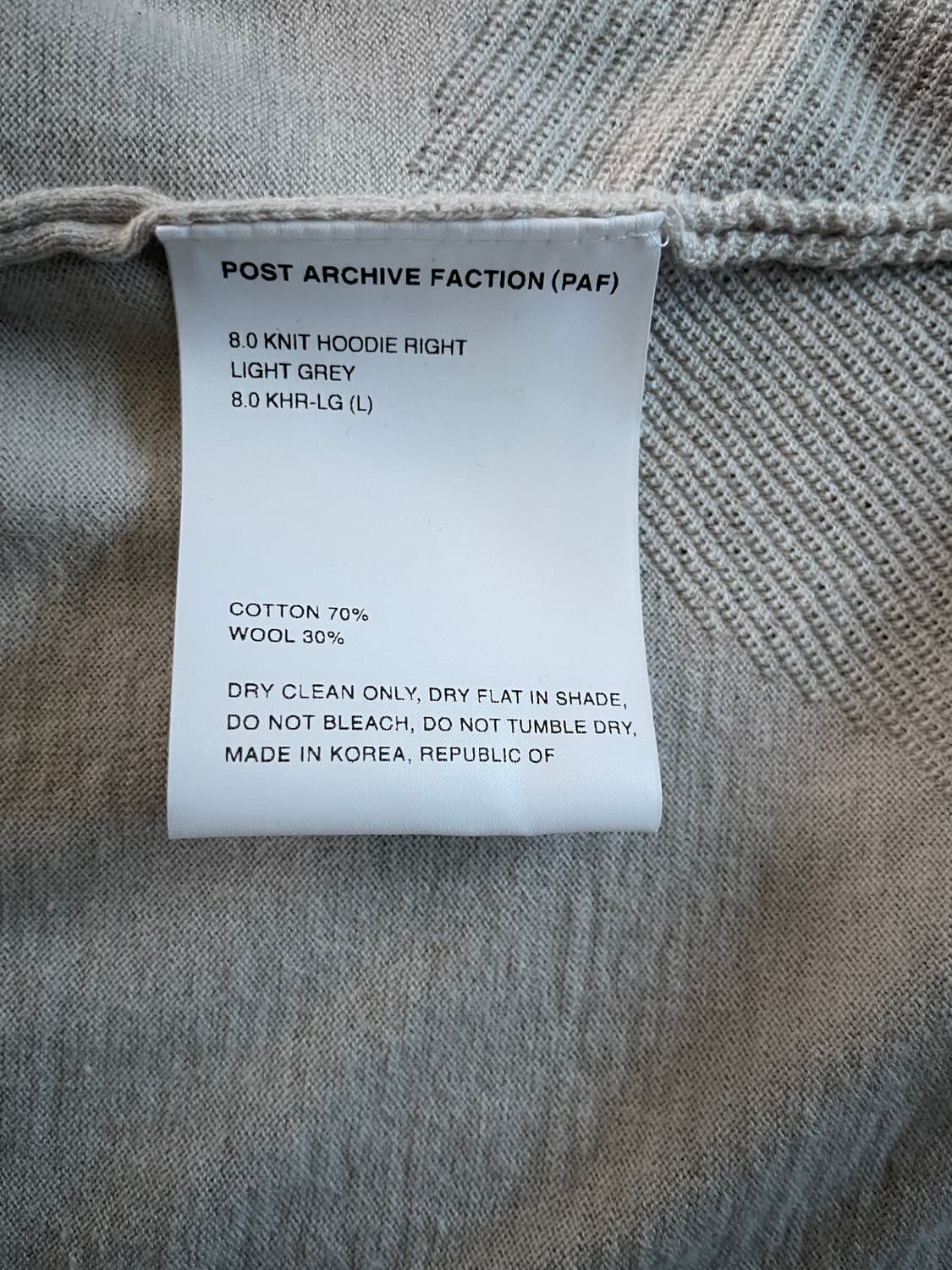 (L) PAF 8.0 KNIT HOODIE RIGHT LIGHT GREY 상품이미지9