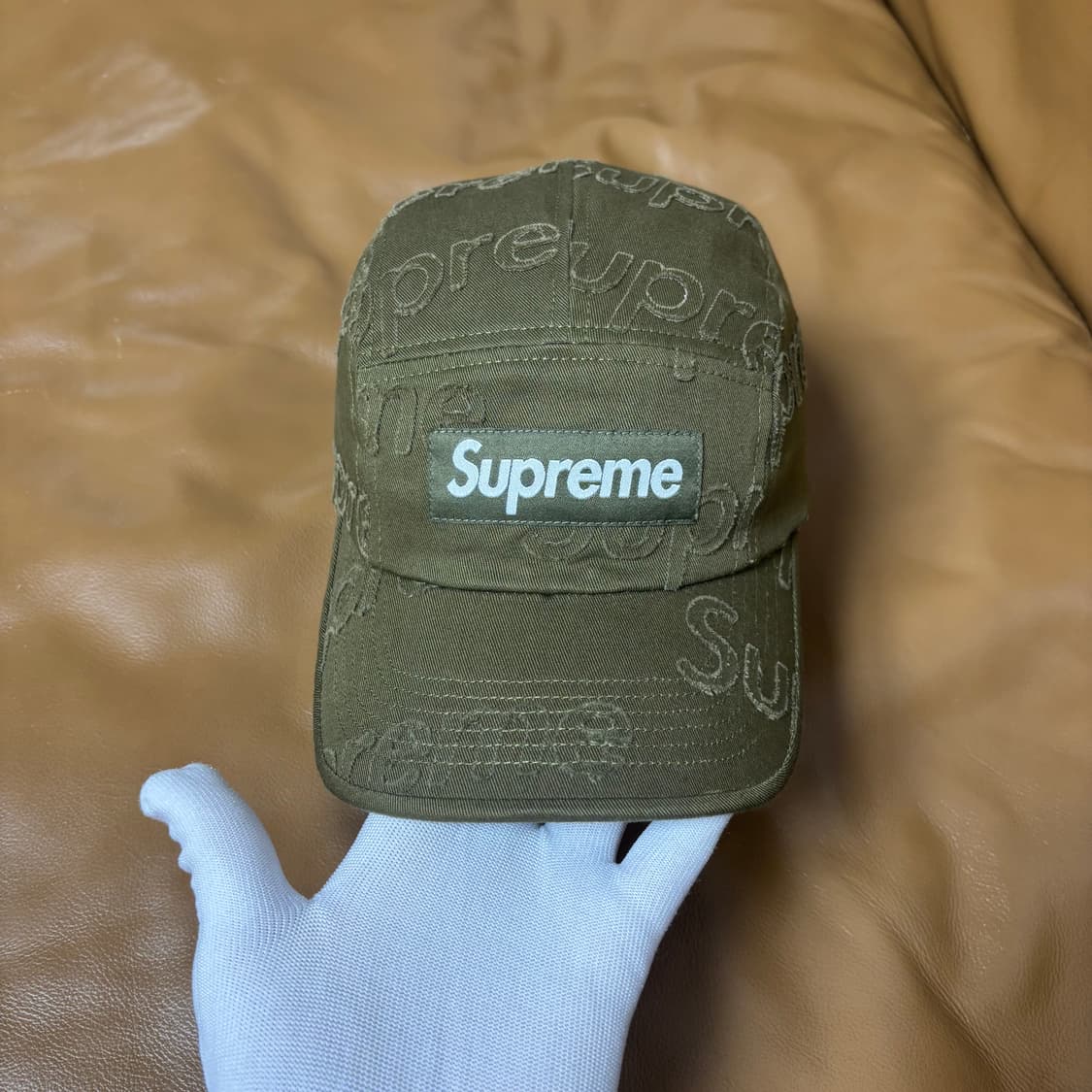 슈프림 캠프캡 모자 박스로고 레이저드 트윌 올리브 카키 상품이미지2