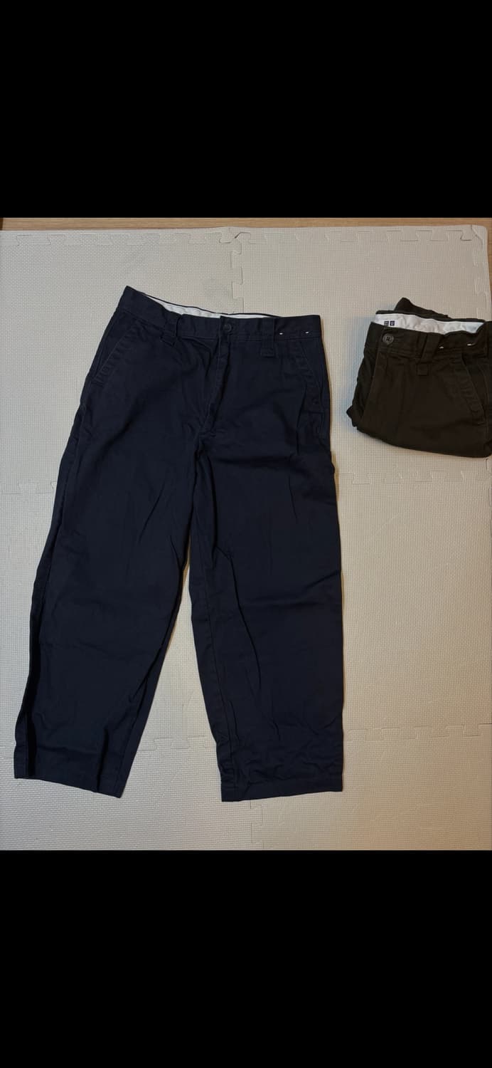 새상품/ 유니클로 와이드핏치노팬츠 네이비 상품이미지1