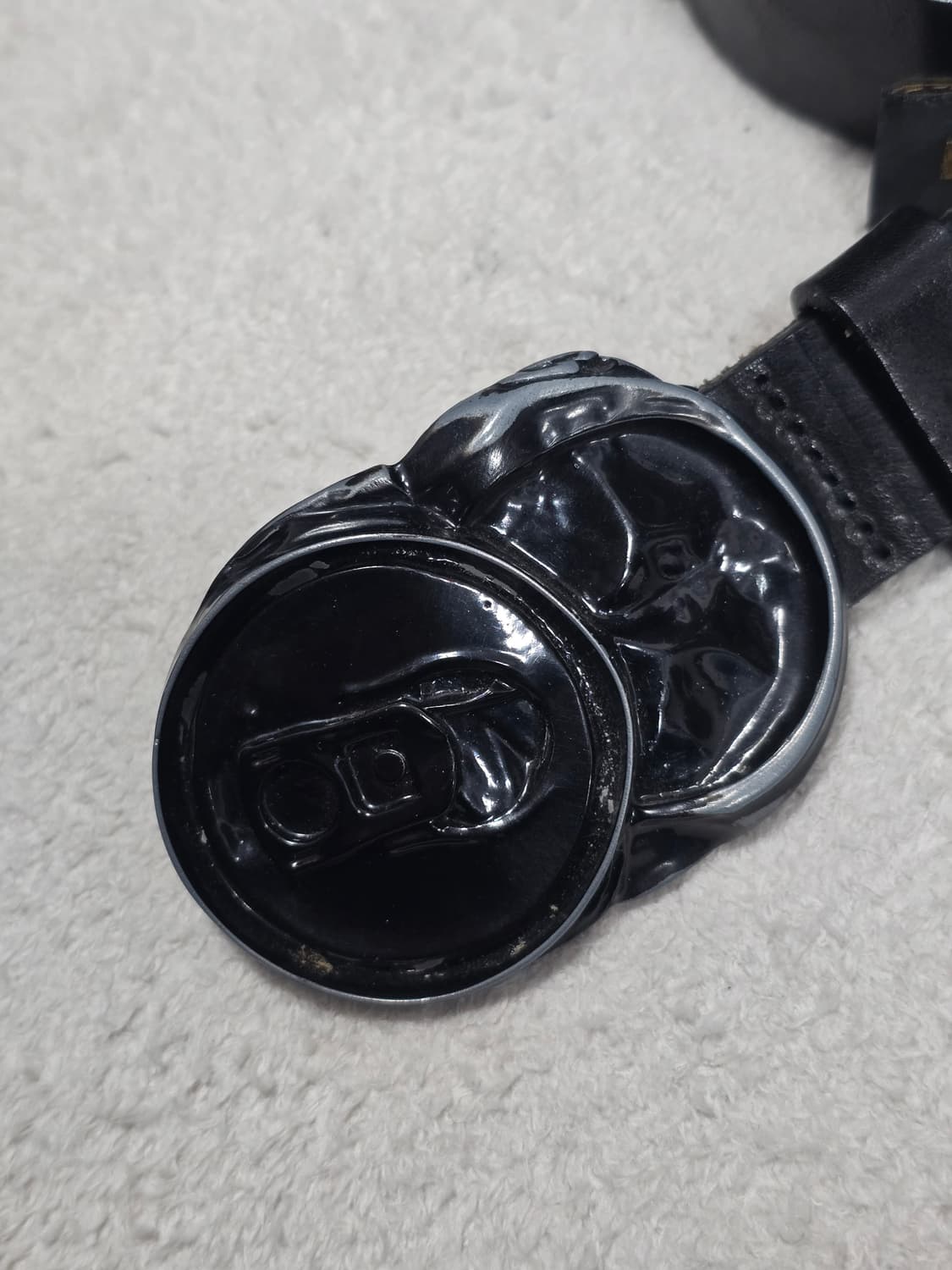 Diesel 디젤 블랙 골드 캔 버클 레더 벨트 상품이미지3