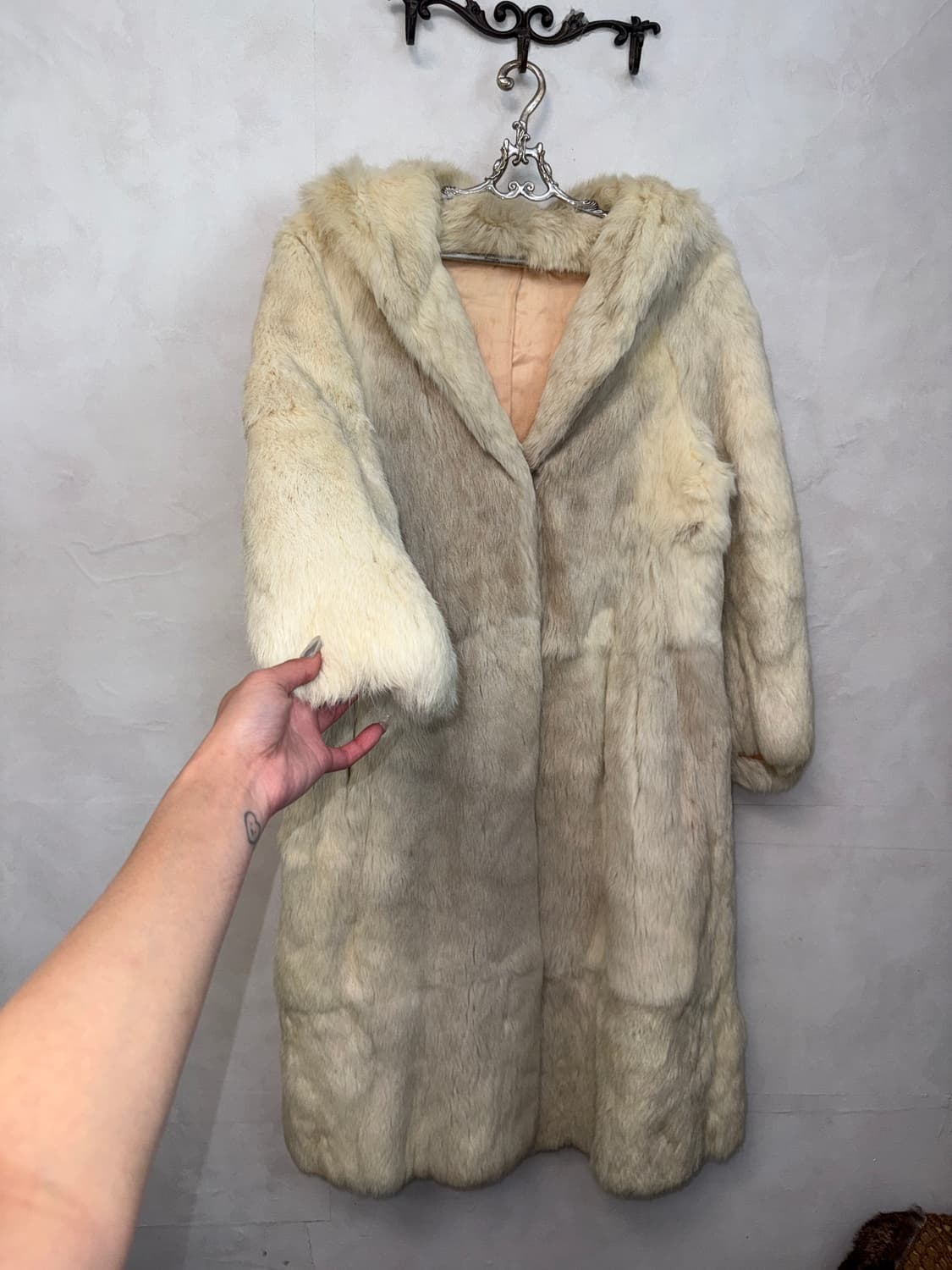 Ivory rabbit fur maxi hood coat 상품이미지4