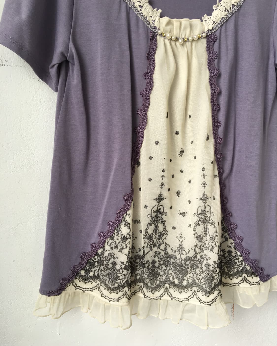 Axes femme layered point blouse 상품이미지5