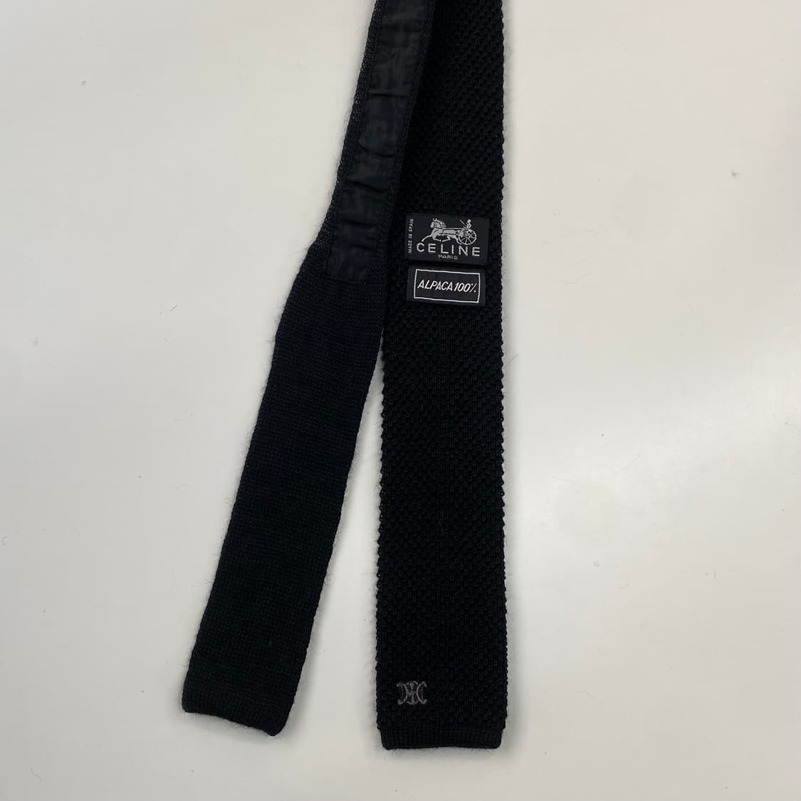 셀린느(celine) 심플로고 정품 명품블랙 니트넥타이 총장127.5cm 상품이미지3