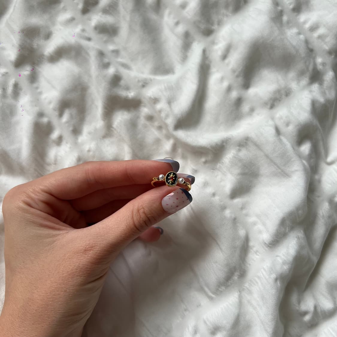 빈티지 진주 블랙 오벌 링 💛 상품이미지6